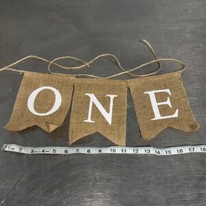 Rustic Burlap 'ONE' Banner for First Birthday